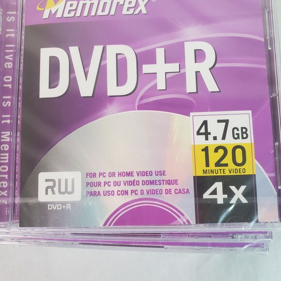 Lot Of 5 Memorex Write Once DVD-R 4.7GB 120Min New Sealed - Picture 3 of 10